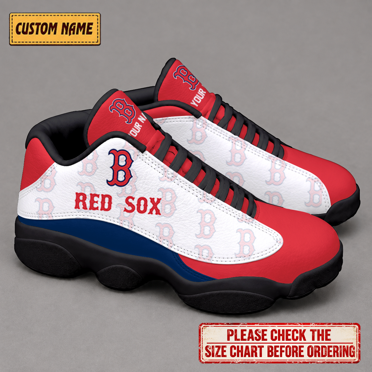 LIMITED EDITION - NEW CUSTOMIZED NFL03 BRS BOSTON RED SOX AIR JORDAN 13 LOW TOP SNEAKER