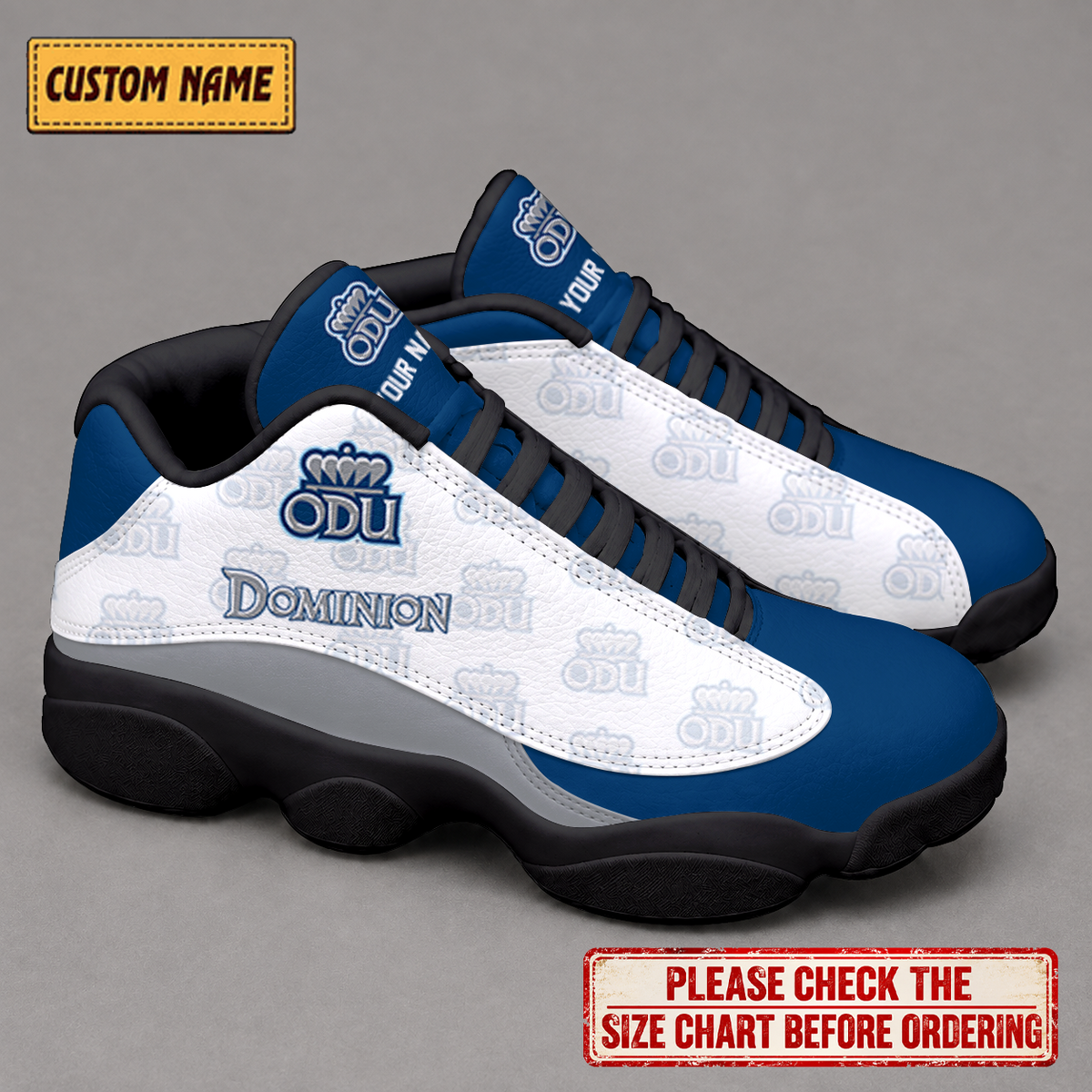 LIMITED EDITION - NEW CUSTOMIZED NCAA CFH03 ODM OLD DOMINION MONARCHS AIR JORDAN 13 LOW TOP SNEAKER