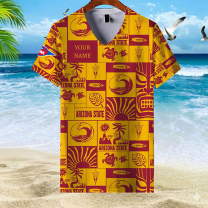 LIMITED EDITION - NEW CUSTOMIZED FBS NCAA04 ASS AS SUN DEVILS V-NECK FEMALE SHIRT