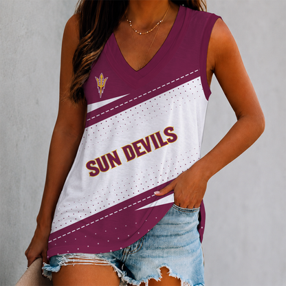 VIRAL EDITION - NEW CUSTOMIZED NCAA FBS04 ASS ARIZONA STATE SUN DEVILS WOMEN'S V-NECK TANK TOP