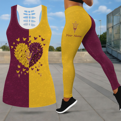 LIMITED EDITION - NEW CUSTOMIZED NCAA FBS04 ASS ARIZONA STATE SUN DEVILS LEGGINGS & HOLLOW TANK TOP SET