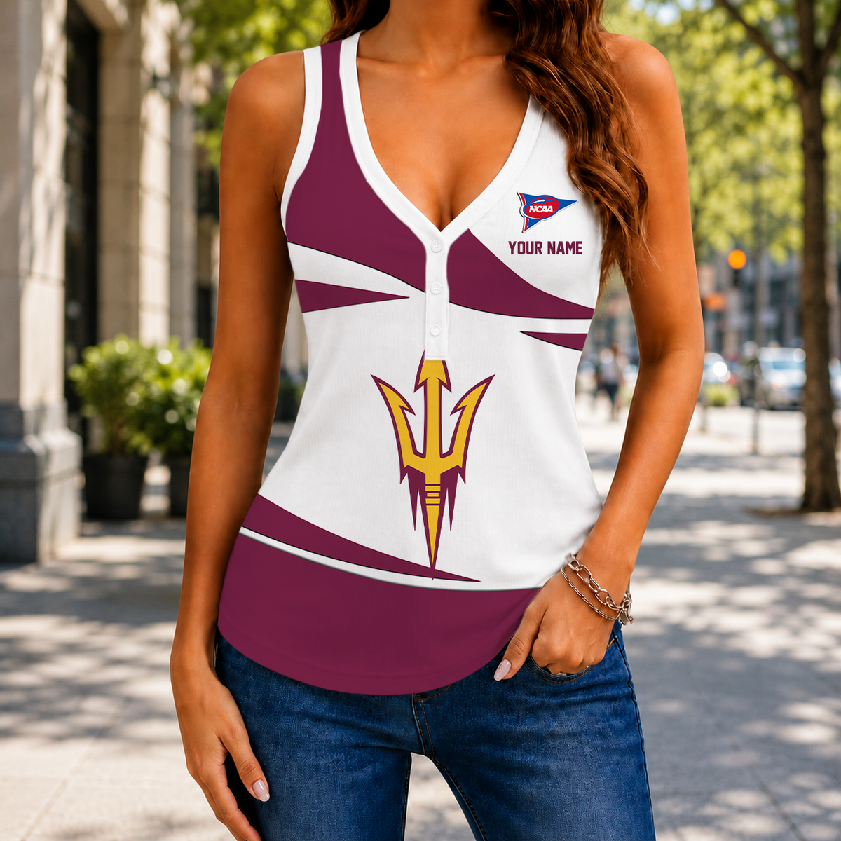 ELETE EDITION - NEW CUSTOMIZED NCAA FBS04 ASS ARIZONA STATE SUN DEVILS WOMEN'S V-NECK TANK TOP