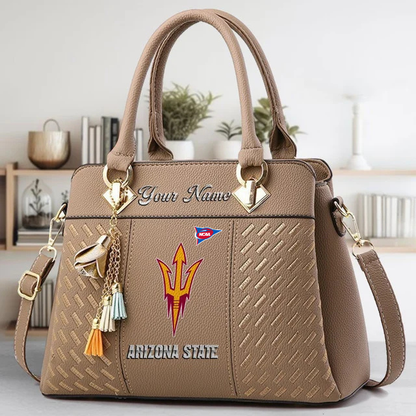 LIMITED EDITION - NEW CUSTOMIZED NCAA FBS04 ASS AS SUN DEVILS ZIP HANDBAG MULTICOLOR