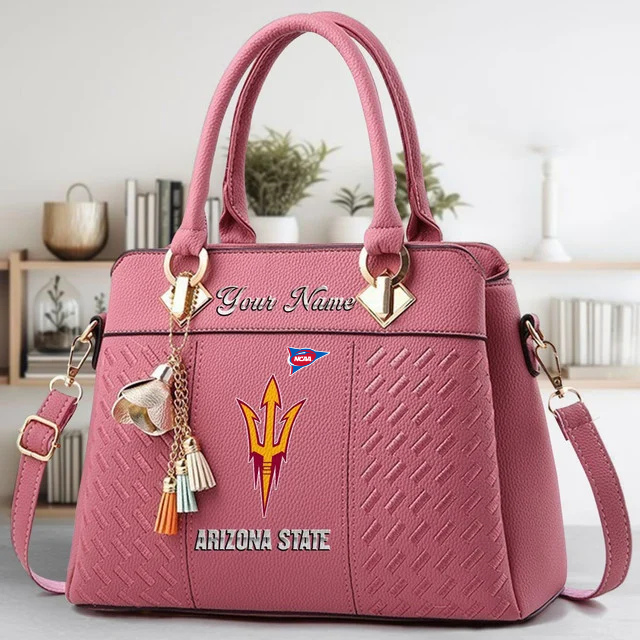 LIMITED EDITION - NEW CUSTOMIZED NCAA FBS04 ASS AS SUN DEVILS ZIP HANDBAG MULTICOLOR