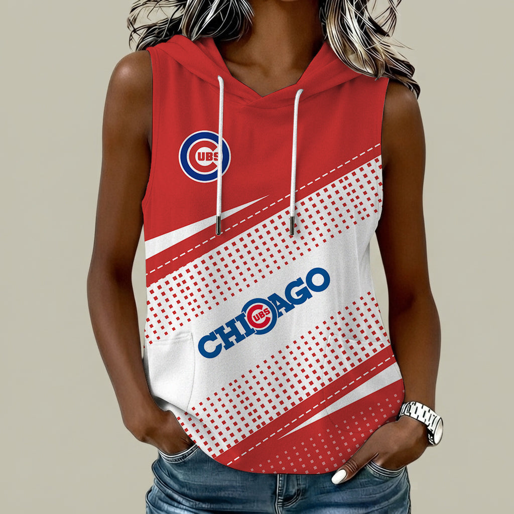 [FLASH SALE] NEW CUSTOMIZED MLB04 CCS CHICAGO CUBS WOMEN'S SLEEVELESS HOODED POCKET TANK TOP