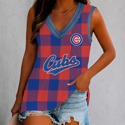 SPECIAL EDITION - NEW CUSTOMIZED MLB04 CCS CHICAGO CUBS WOMEN'S V-NECK TANK TOP
