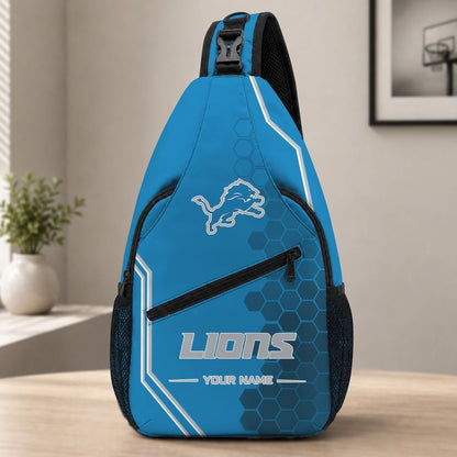 ELITE EDITION - NEW CUSTOMIZED NFL04 DTL DETROIT LIONS SLING BAG