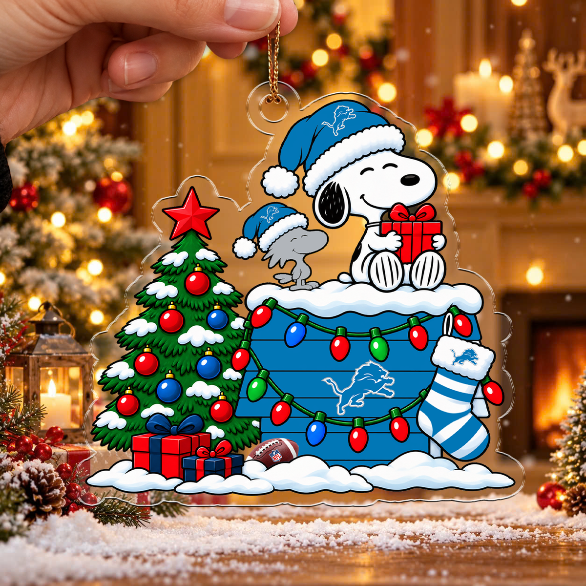 HOT DEAL - NEW CUSTOMIZED NFL04 DTL DETROIT LIONS CHRISTMAS ACRYLIC ORNAMENT