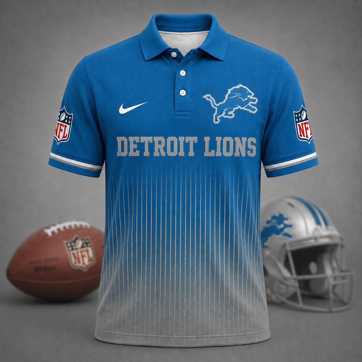 FINAL SALE - NEW CUSTOMIZED NFL04 DTL DETROIT LIONS T-SHIRT, POLO SHIRT, ZIP POLO SHIRT, SWEATSHIRT, HOODIE & ZIP HOODIE