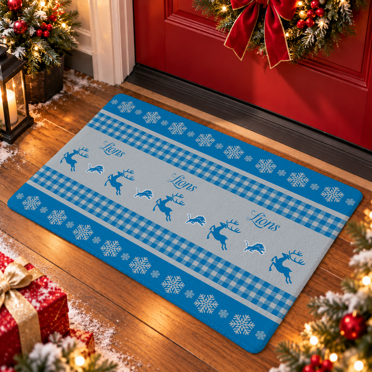 ELITE EDITION - NEW CUSTOMIZED NFL04 DTL DETROIT LIONS WATER-ABSORBENT FLOOR MAT