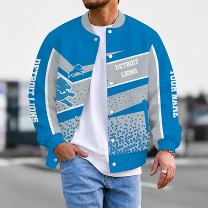 LIMITED EDITION - NEW CUSTOMIZED NFL04 DTL DETROIT LIONS SATIN VARSITY & BASEBALL JACKET