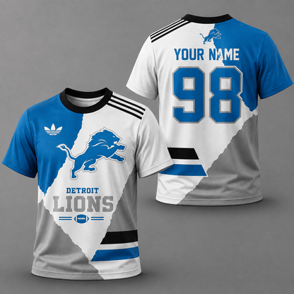 ELITE EDITION - NEW CUSTOMIZED NFL04 DTL DETROIT LIONS T-SHIRTS, POLO SHIRT & ZIP POLO SHIRT