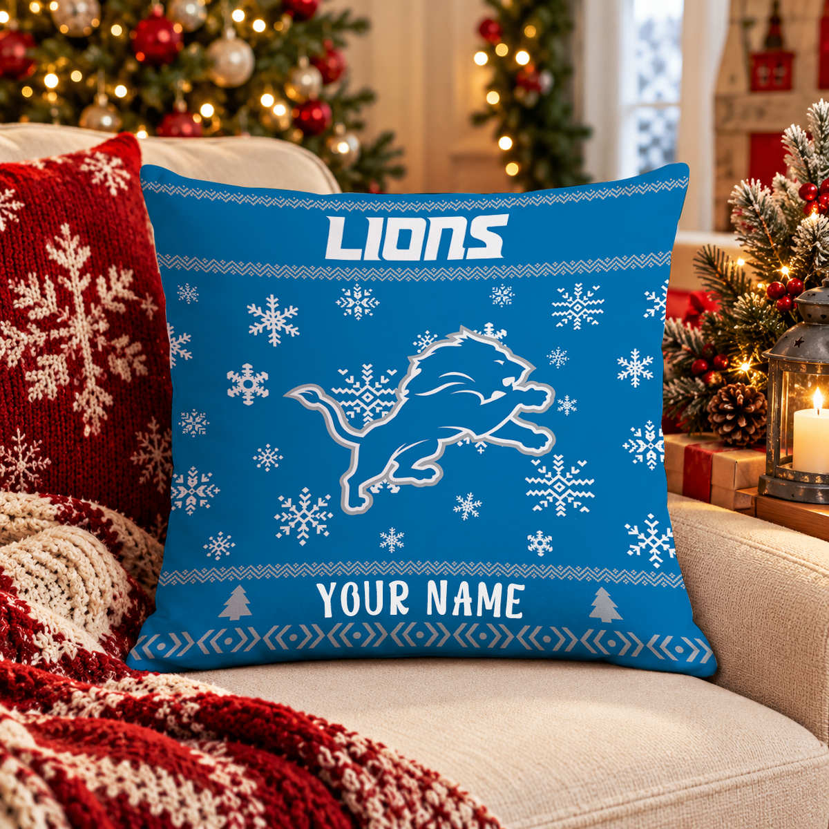 FINAL SALE - NEW PERSONALIZED NFL04 DTL DETROIT LIONS PILLOW CASE