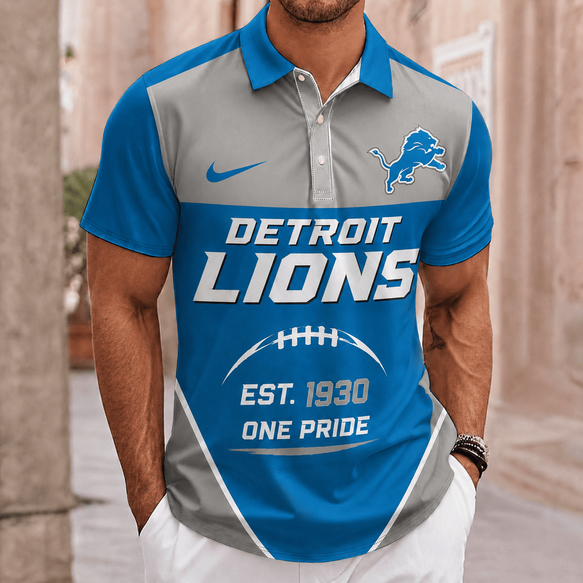 ELITE EDITION - NEW CUSTOMIZED NFL04 DTL DETROIT LIONS POLO SHIRT, ZIP POLO SHIRT & T-SHIRTS