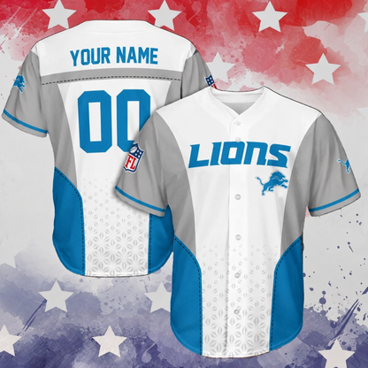 VIRAL EDITION - NEW CUSTOMIZED NFL04 DTL DETROIT LIONS BASEBALL JERSEY