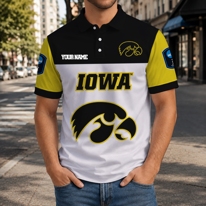 VIRAL EDITION - NEW CUSTOMIZED NCAA CFH04 IWH IOWA HAWKEYES POLO SHIRT, ZIP POLO SHIRT & T-SHIRTS