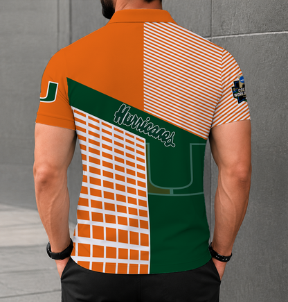 LIMITED EDITION - NEW CUSTOMIZED NCAA CWS04 MIH MIAMI HURRICANES POLO SHIRT