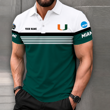 LIMITED EDITION - NEW CUSTOMIZED NCAA CWS04 MIH MIAMI HURRICANES POLO SHIRT