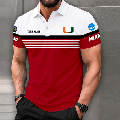 LIMITED EDITION - NEW CUSTOMIZED NCAA CWS04 MIH MIAMI HURRICANES POLO SHIRT