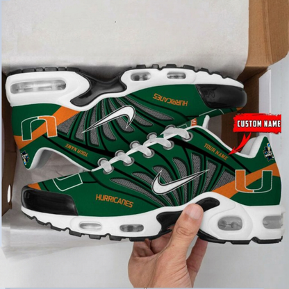 ELITE EDITION - NEW CUSTOMIZED NCAA CWS04 MIH MI HURRICANES UNISEX AIR MAX PLUS SNEAKERS