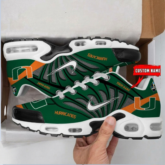 ELITE EDITION - NEW CUSTOMIZED NCAA CWS04 MIH MI HURRICANES UNISEX AIR MAX PLUS SNEAKERS