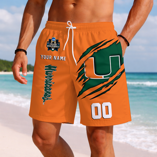 LIMITED DROP - NEW CUSTOMIZED | NCAA CWS04 MIH MI HURRICANES SHORT PANTS
