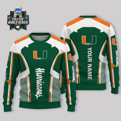 LIMITED EDITION - NEW CUSTOMIZED NCAA CWS04 MIH MIAMI HURRICANES UGLY SWEATER