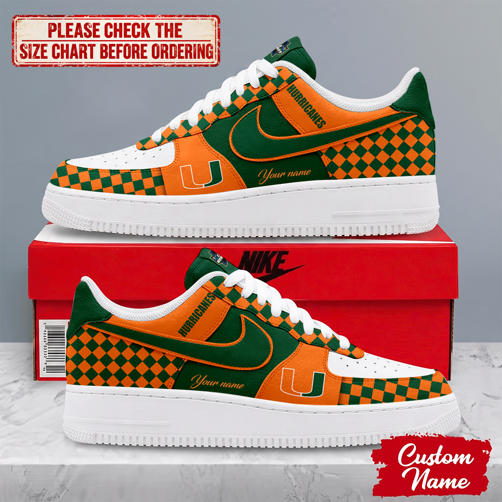 SPECIAL EDITION - NEW CUSTOMIZED NCAA CWS04 MIH MIAMI HURRICANES AF1 SHOES
