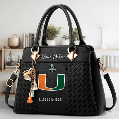 VIRAL EDITON - NEW CUSTOMIZED NCAA CWS04 MIH MI HURRICANES ZIP HANDBAG MULTICOLOR