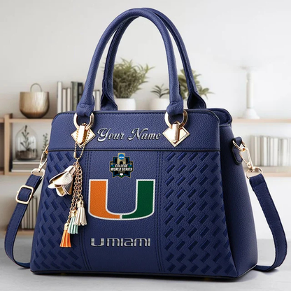 VIRAL EDITON - NEW CUSTOMIZED NCAA CWS04 MIH MI HURRICANES ZIP HANDBAG MULTICOLOR
