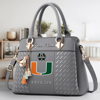 VIRAL EDITON - NEW CUSTOMIZED NCAA CWS04 MIH MI HURRICANES ZIP HANDBAG MULTICOLOR