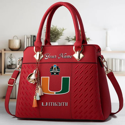 VIRAL EDITON - NEW CUSTOMIZED NCAA CWS04 MIH MI HURRICANES ZIP HANDBAG MULTICOLOR