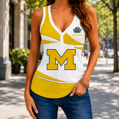 SPECIAL EDITION - NEW CUSTOMIZED NCAA MFF04 MIW MICHIGAN WOLVERINES WOMEN'S V-NECK TANK TOP