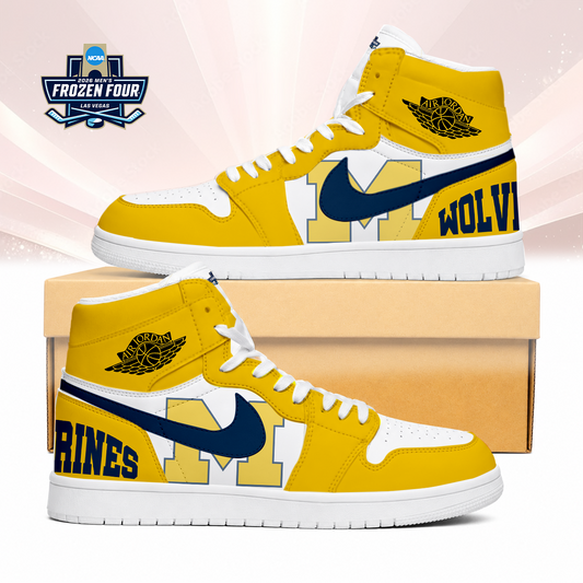 LIMITED EDITION - NEW CUSTOMIZED NCAA MFF04 MIW MICHIGAN WOLVERINES AIR JORDAN SNEAKERS