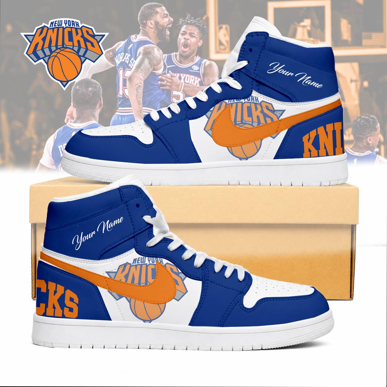 FINAL SALE - NEW CUSTOMIZED NBA04 NYK NEW YORK KNICKS AIR JORDAN SNEAKERS