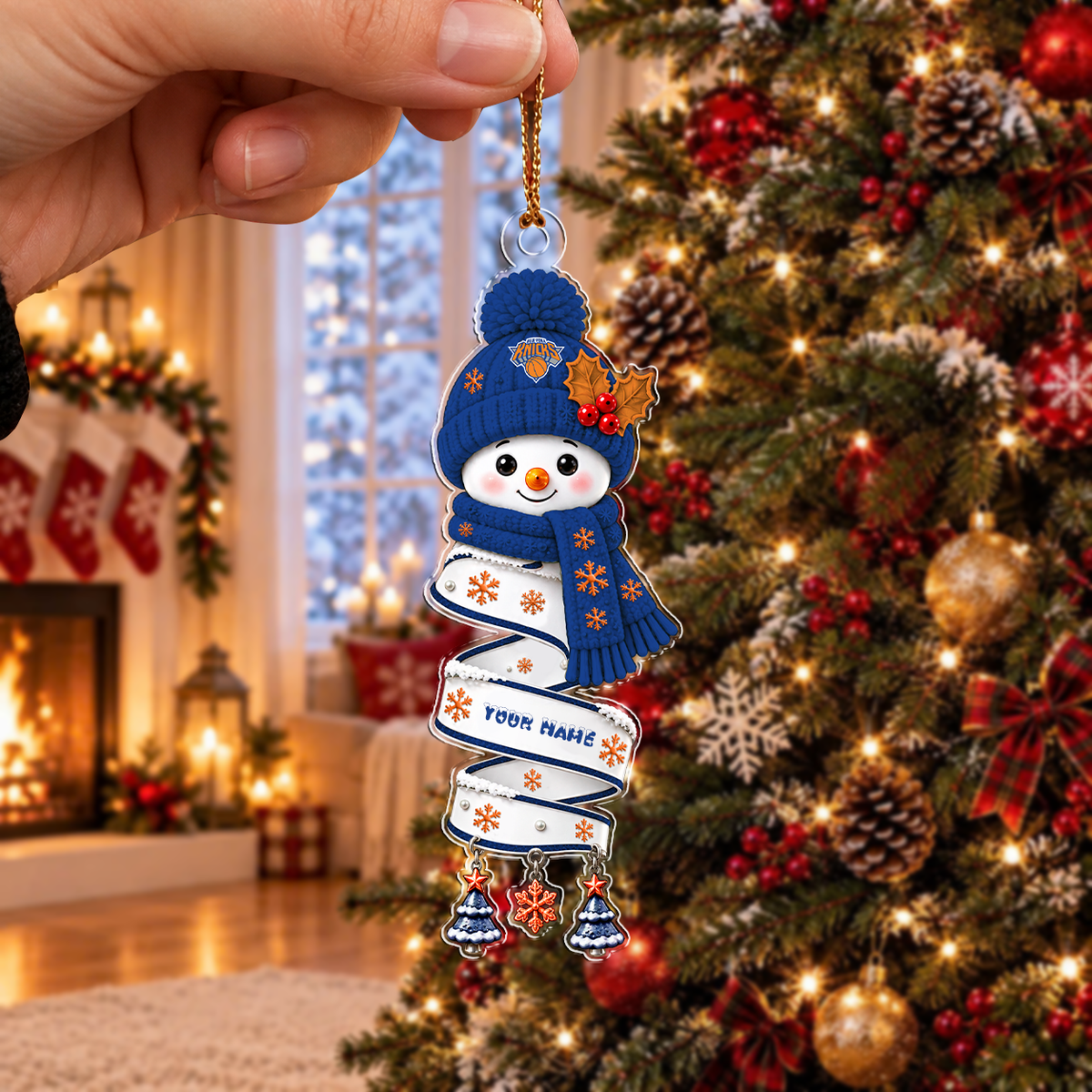 FINAL SALE - NEW CUSTOMIZED NBA04 NYK NEW YORK KNICKS CHRISTMAS ACRYLIC ORNAMENT