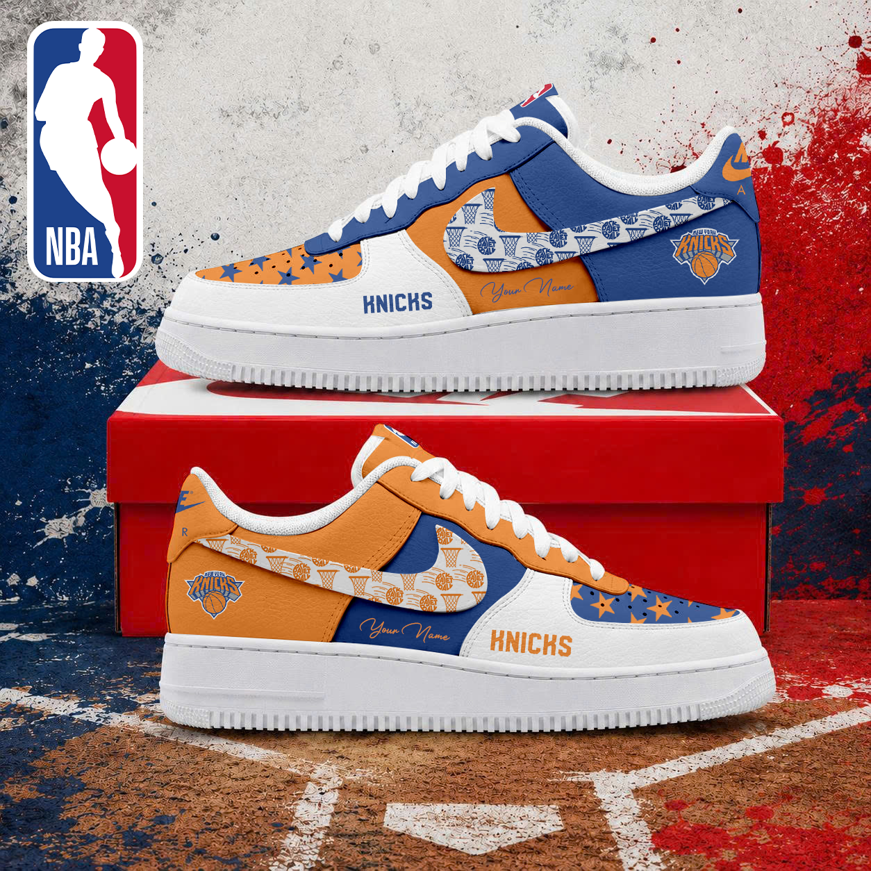 LIMITED EDITION - NEW CUSTOMIZED NBA04 NYK NEW YORK KNICKS AF1 SNEAKERS
