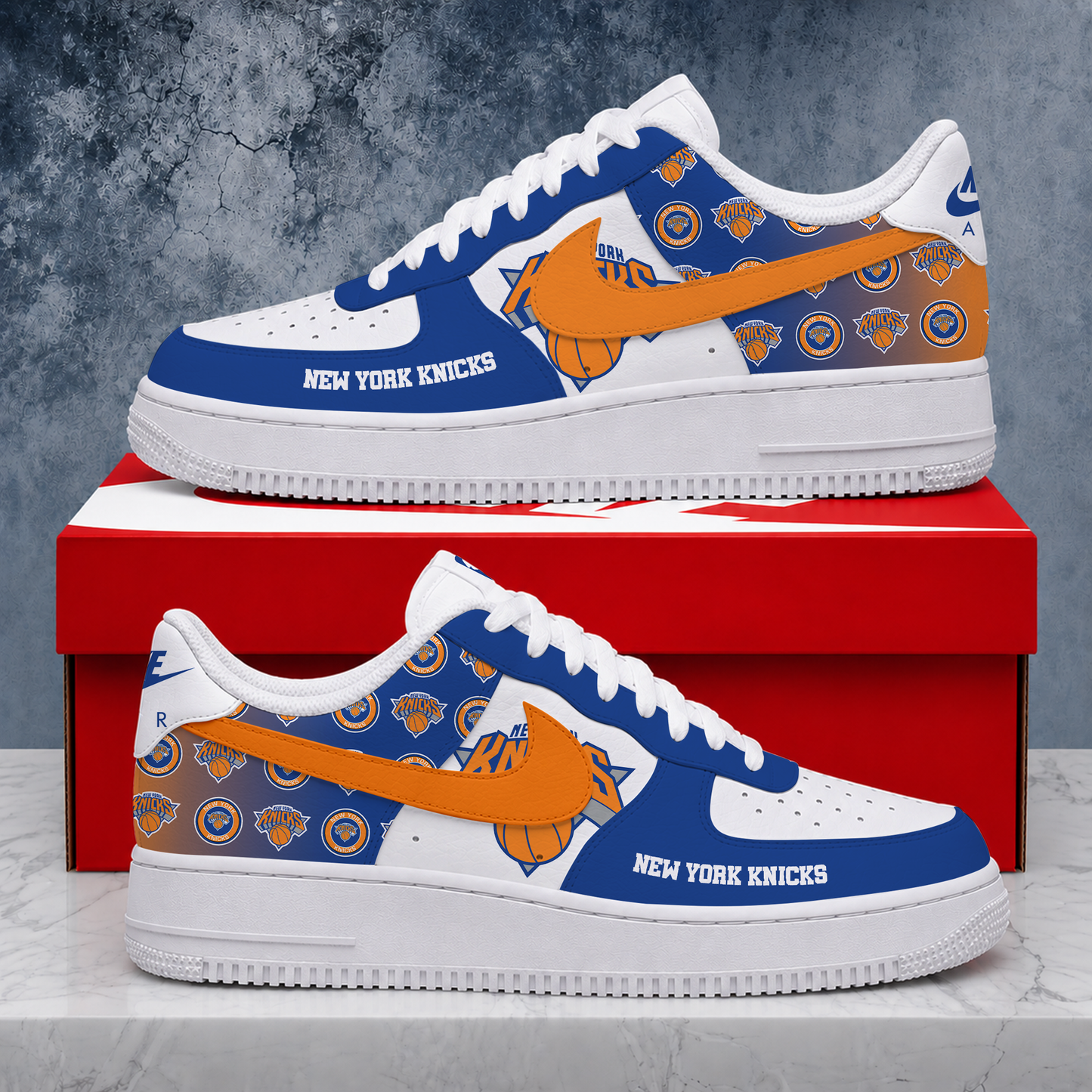 ELITE EDITION - NEW CUSTOMIZED NBA04 NYK NEW YORK KNICKS AF1 SNEAKERS