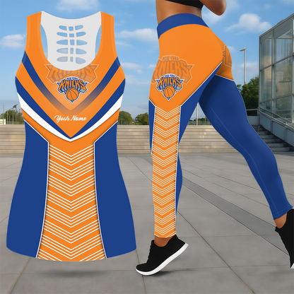 LIMITED EDITION - NEW CUSTOMIZED NBA04 NYK NEW YORK KNICKS LEGGINGS & HOLLOW TANK TOP SET
