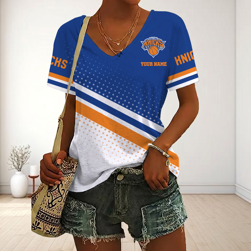 VIRAL EDITION - NEW CUSTOMIZED NBA04 NYK NEW YORK KNICKS V-NECK FEMALE SHIRT