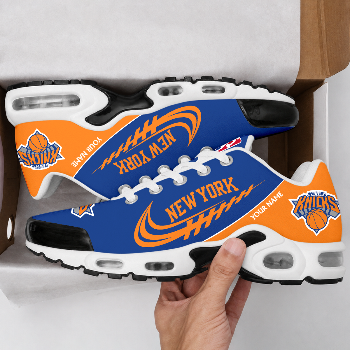 LIMITED EDITION - NEW CUSTOMIZED NBA04 NYK NEW YORK KNICKS AIR MAX PLUS SNEAKERS
