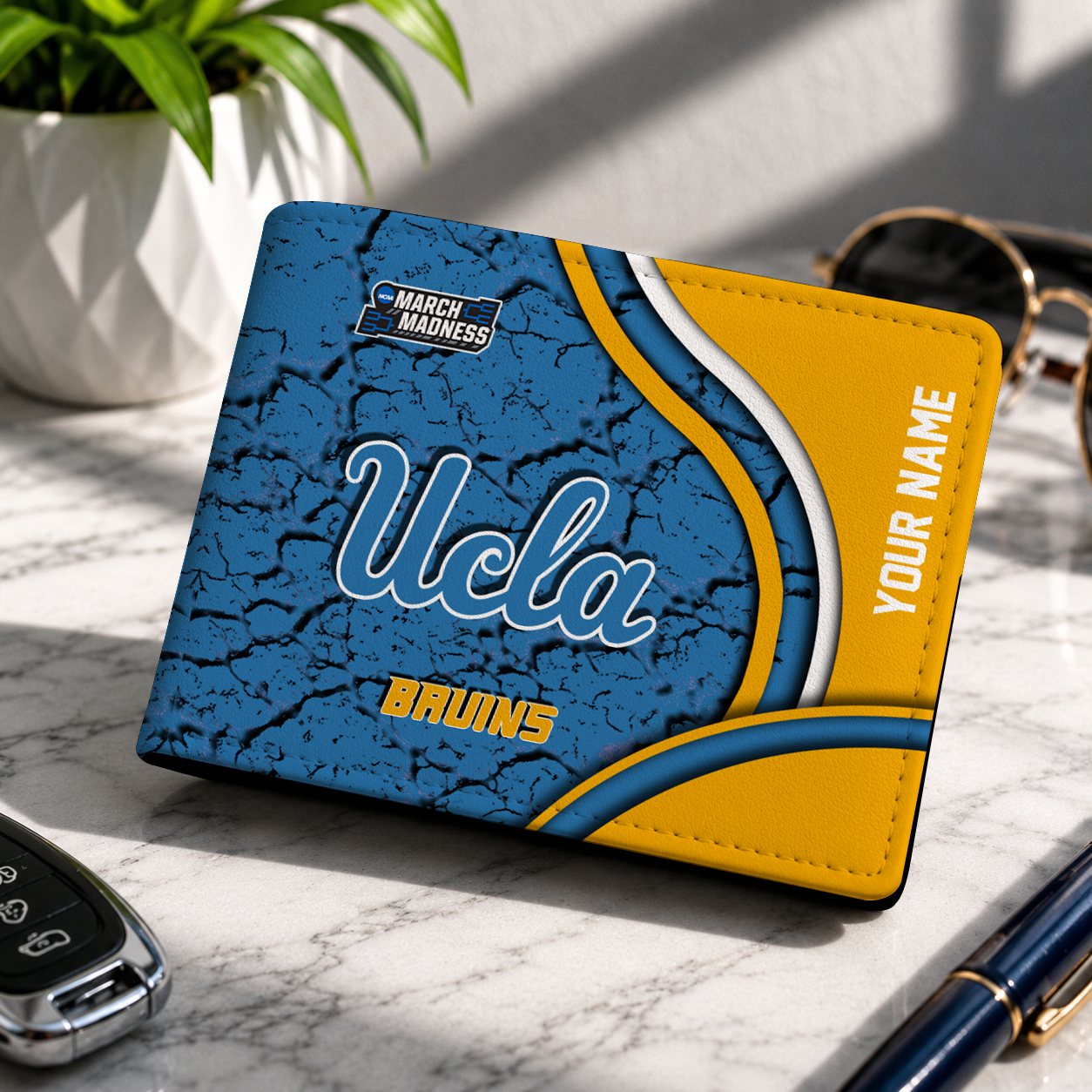 FINAL CLEARANCE - NEW CUSTOMIZED NCAA MAM04 UCB UCLA BRUINS LEATHER WALLET