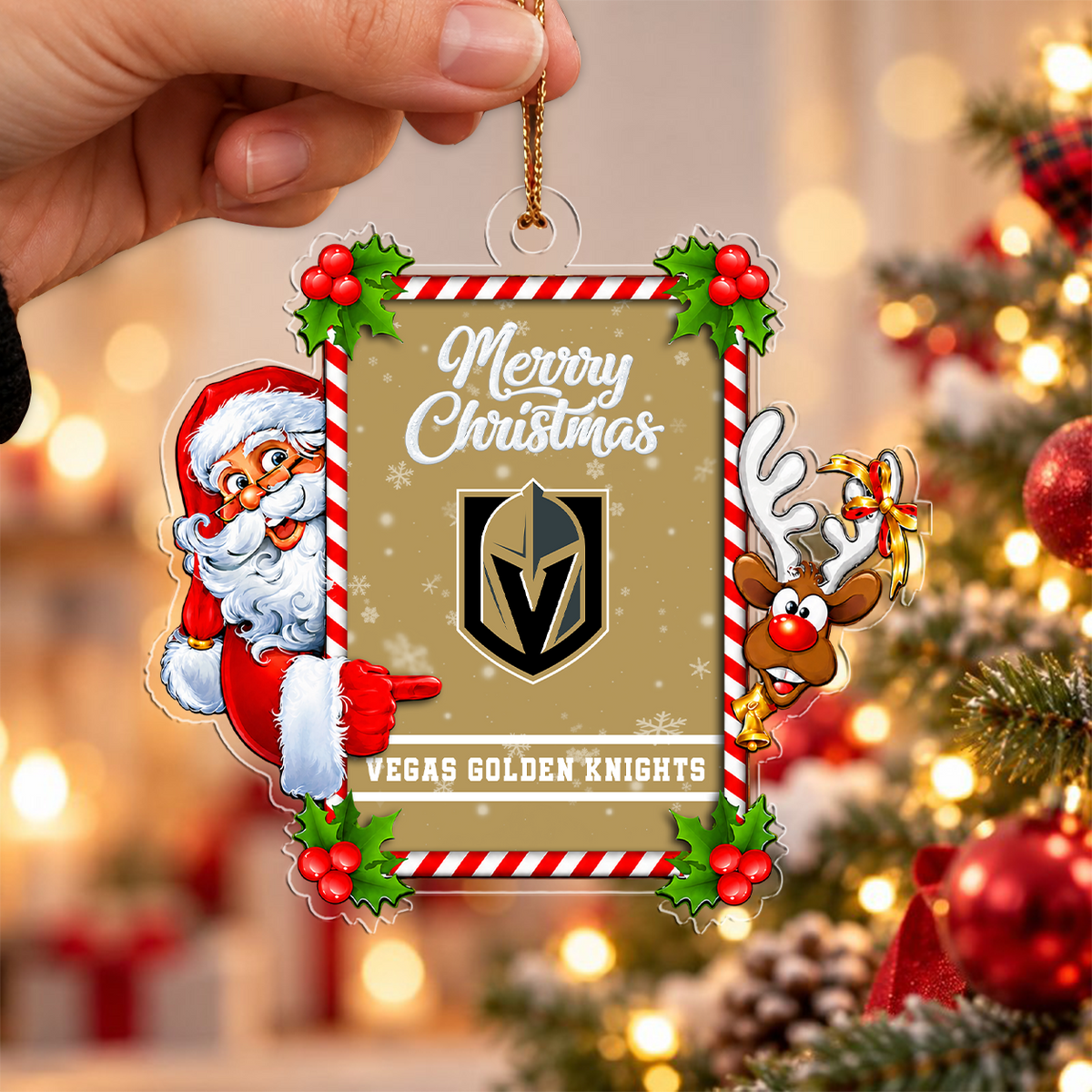 VIRAL EDITION - NEW CUSTOMIZED NHL04 VGK VEGAS GOLDEN KNIGHTS CHRISTMAS ACRYLIC ORNAMENT
