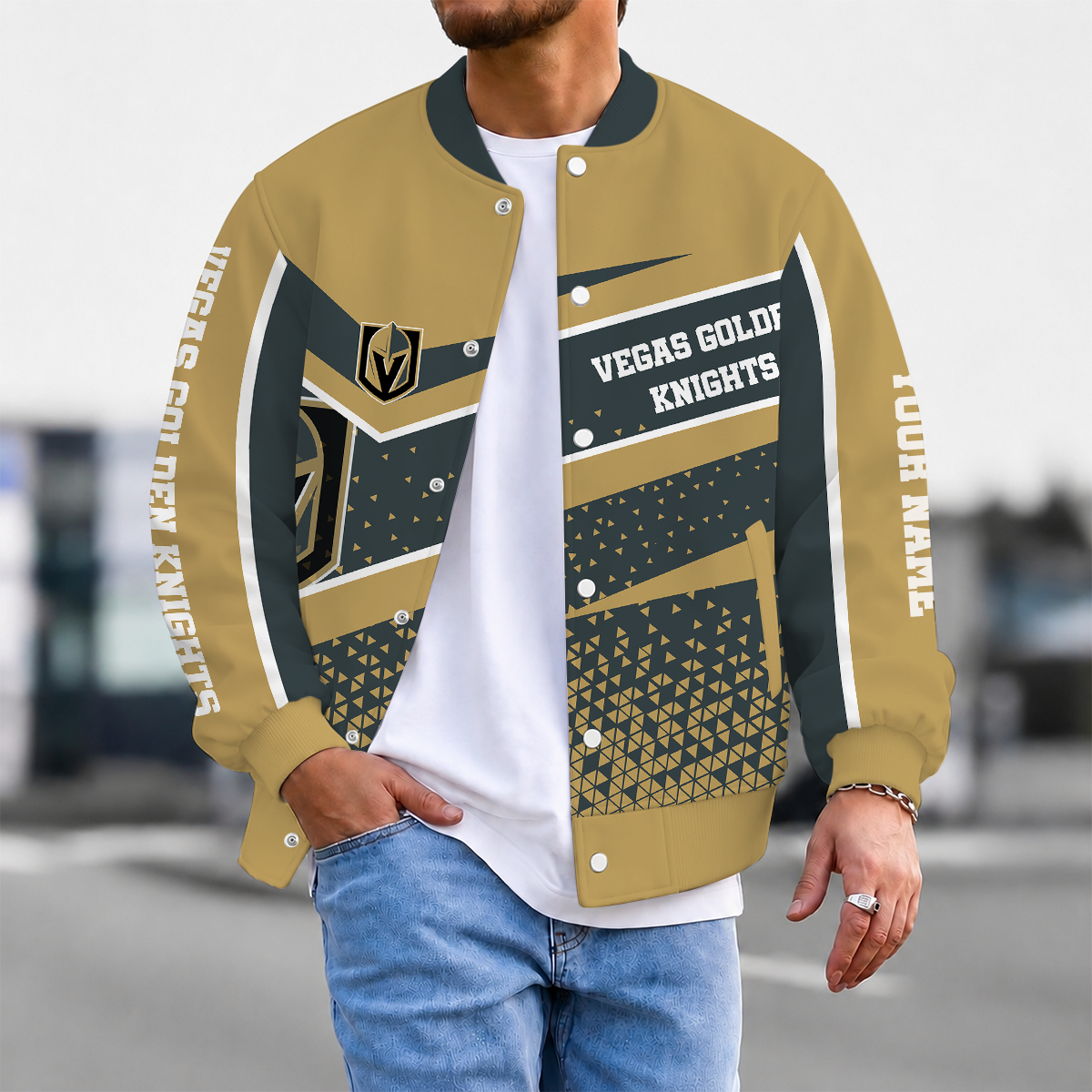 LIMITED EDITION - NEW CUSTOMIZED NHL04 VGK VEGAS GOLDEN KNIGHTS SATIN VARSITY JACKET & BASEBALL JACKET