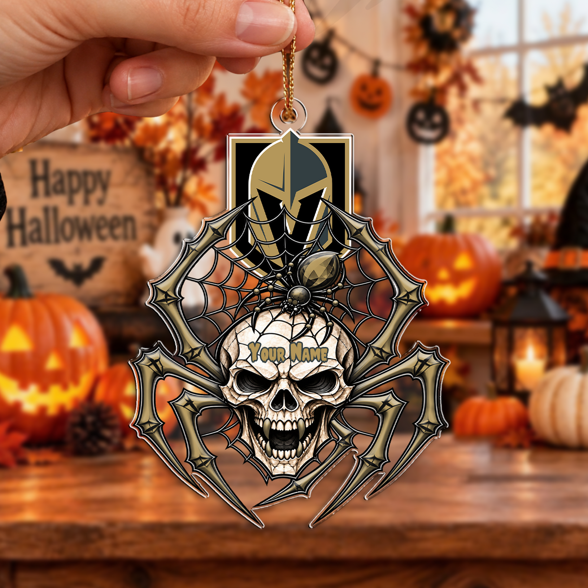 FINAL SALE - NEW CUSTOMIZED NHL04 VGK VEGAS GOLDEN KNIGHTS HALLOWEEN ACRYLIC ORNAMENT