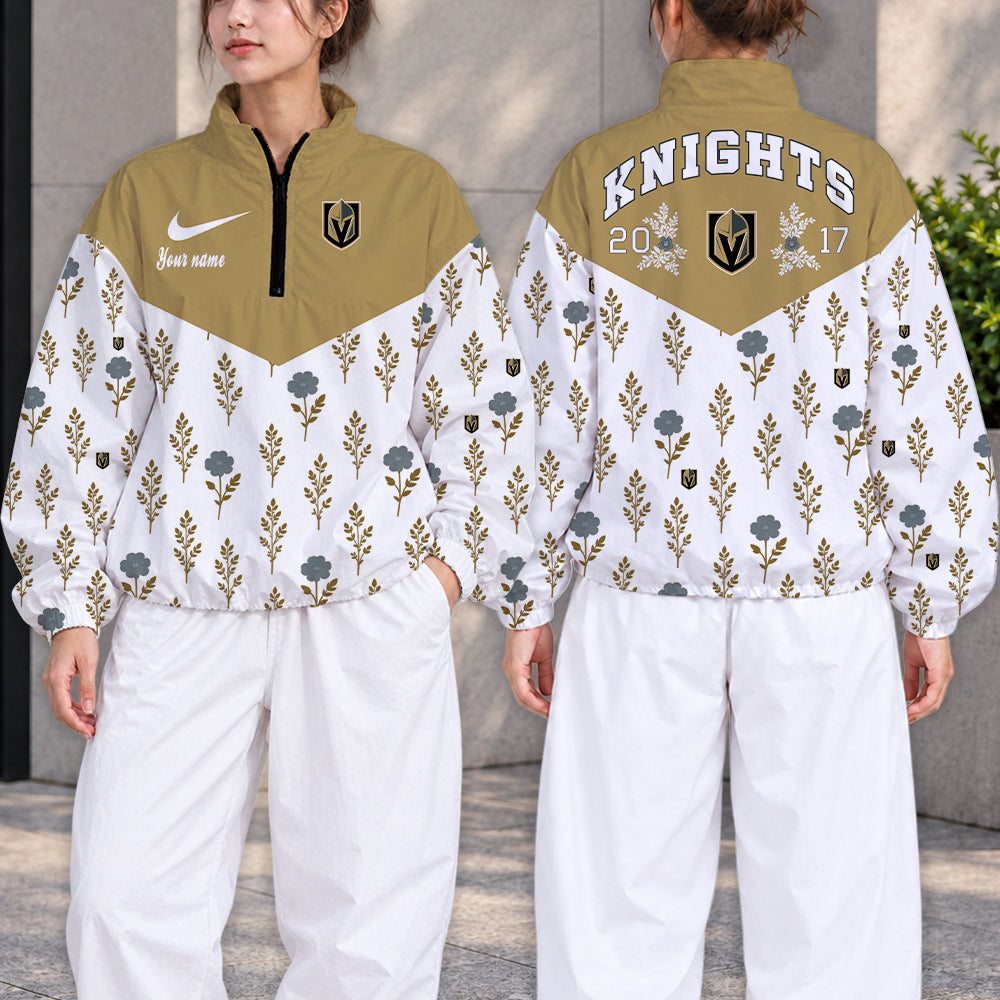 SPECIAL EDITION - NEW CUSTOMIZED NHL04 VGK VEGAS GOLDEN KNIGHTS V-NECK ZIPPER SWEATSHIRT JACKET