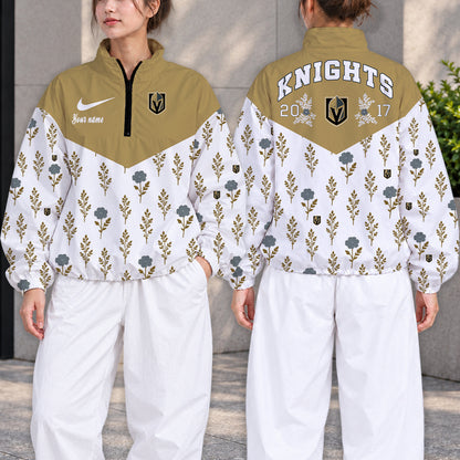 SPECIAL EDITION - NEW CUSTOMIZED NHL04 VGK VEGAS GOLDEN KNIGHTS V-NECK ZIPPER SWEATSHIRT JACKET