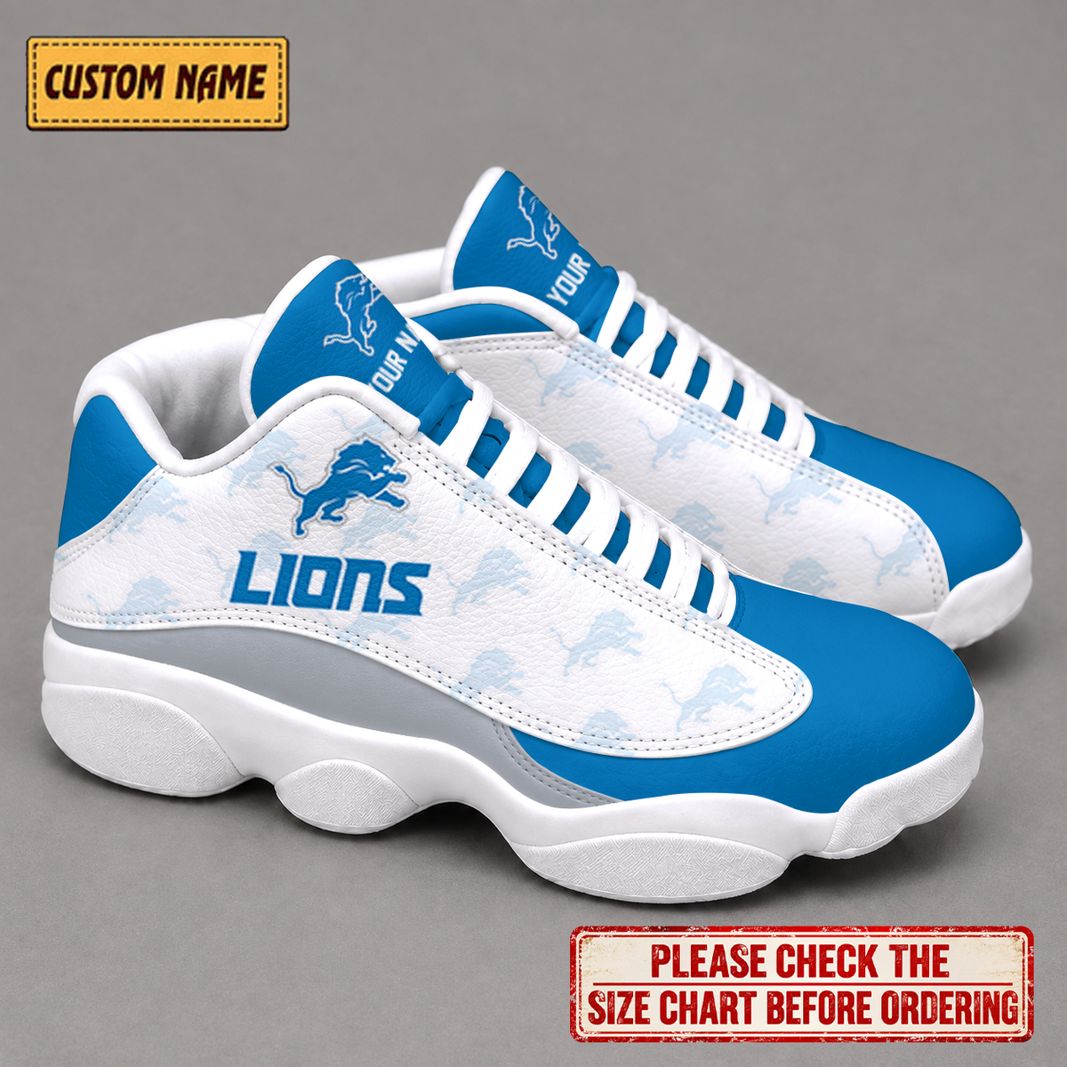 LIMITED EDITION - NEW CUSTOMIZED NFL04 DTL DETROIT LIONS AIR JORDAN 13 LOW TOP SNEAKER