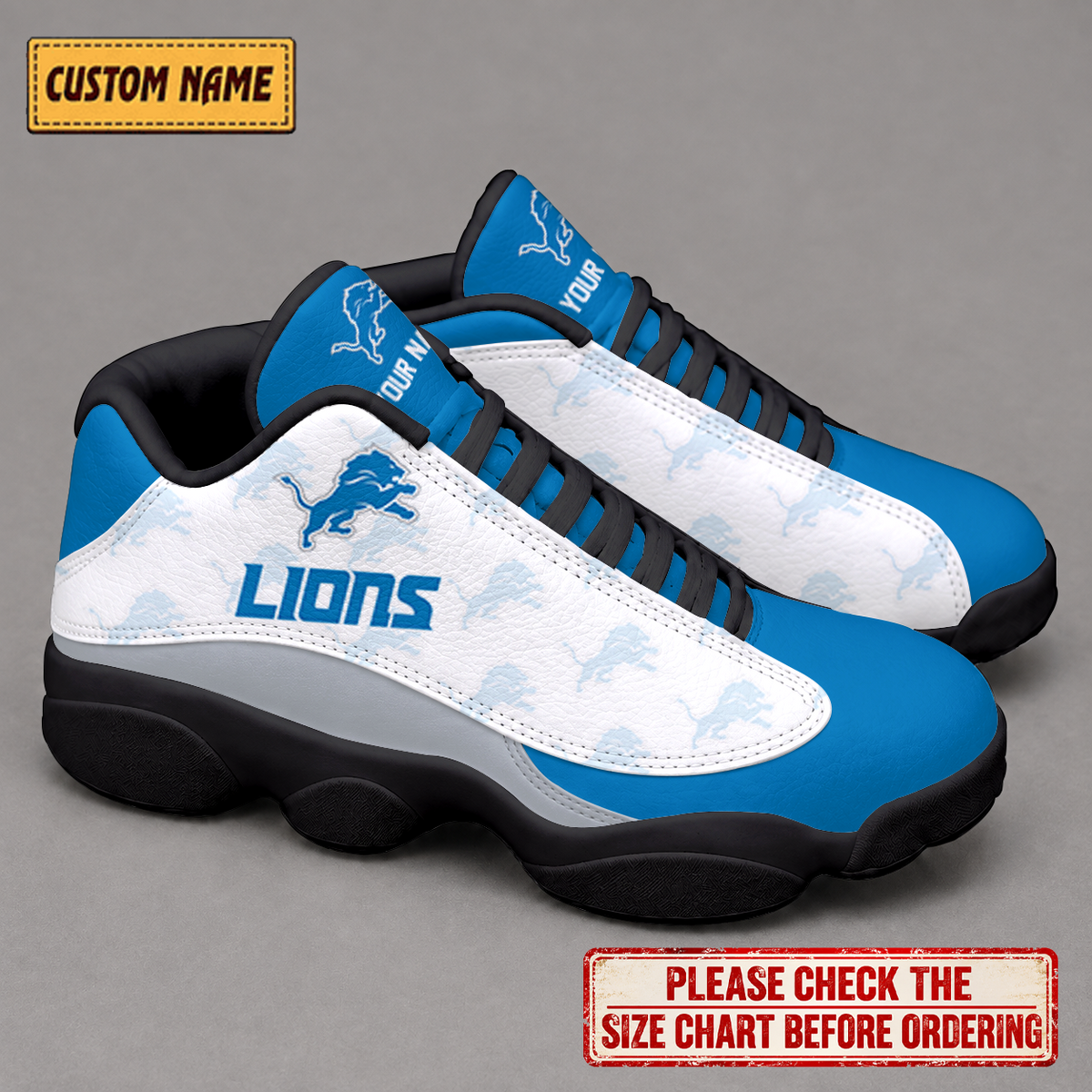 LIMITED EDITION - NEW CUSTOMIZED NFL04 DTL DETROIT LIONS AIR JORDAN 13 LOW TOP SNEAKER