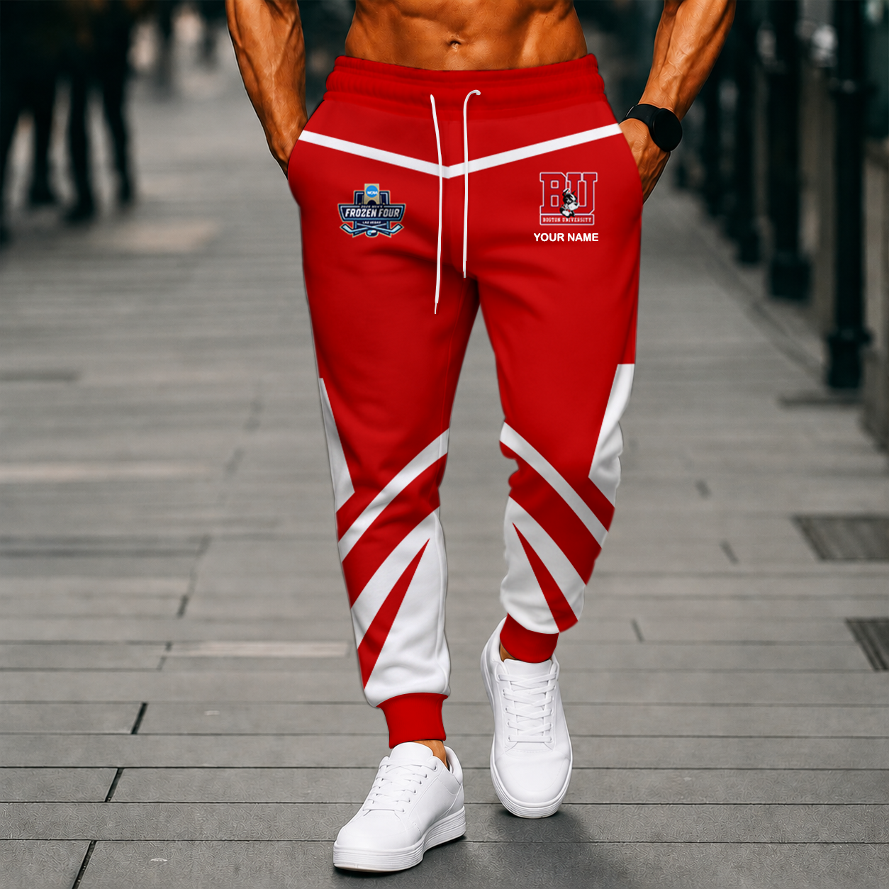 LIMITED EDITION - NEW CUSTOMIZED NCAA MFF05 BUT BOSTON UNIVERSITY TERRIERS SWEATPANTS